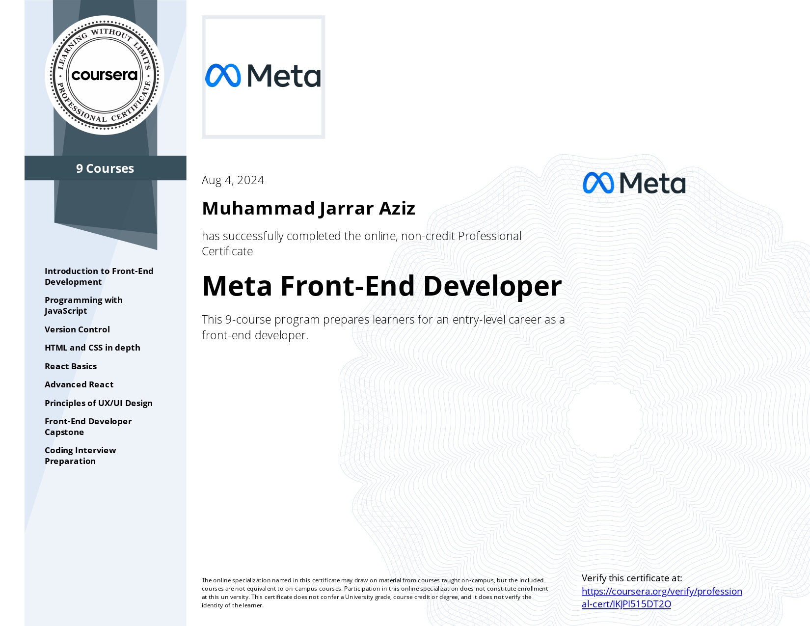 Frontend Cert